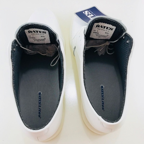 Bates Lites mens Leather uniform shoes  White 9E